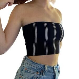 Aritzia Babaton L Black Essamba Tube Top Striped Strapless Bodycon